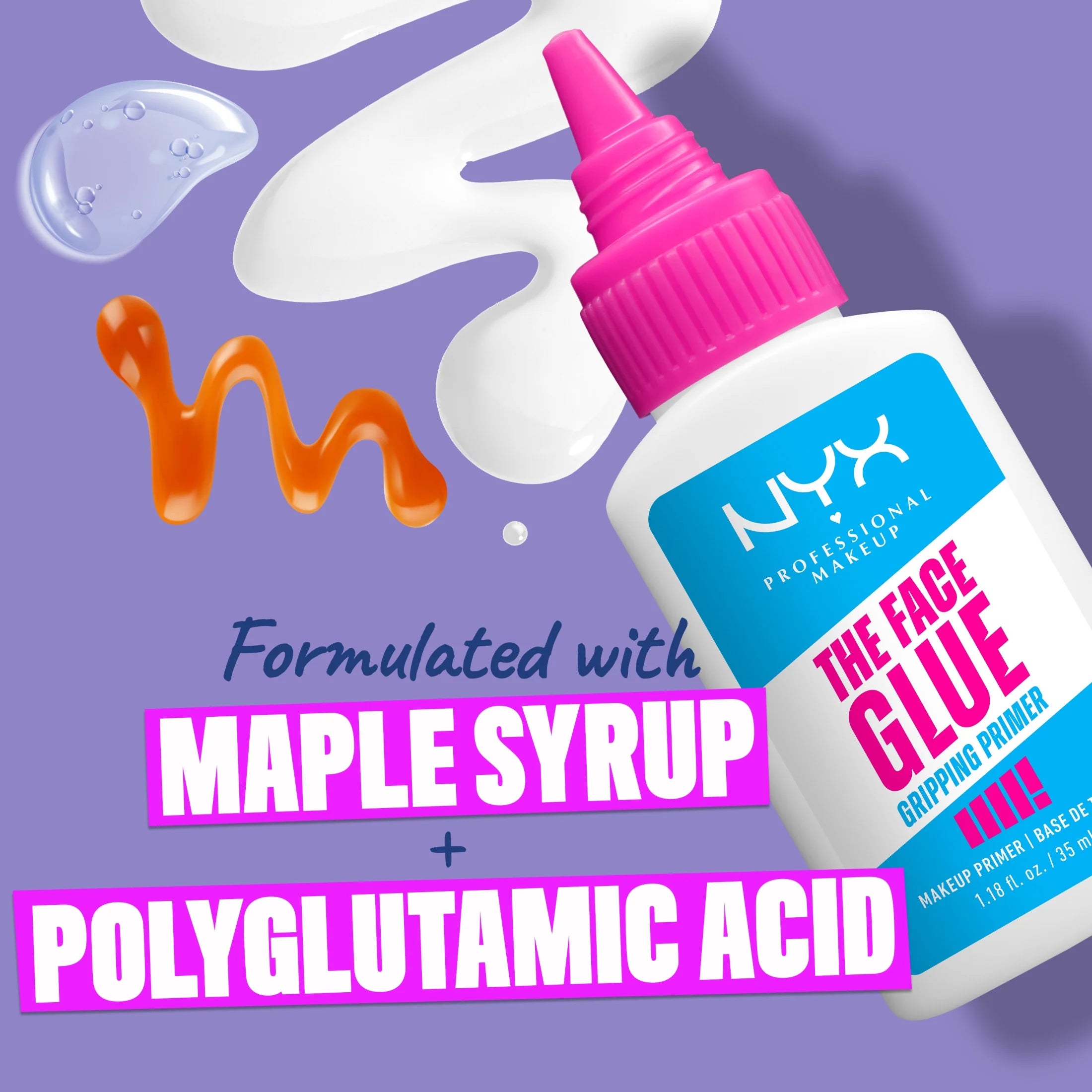 the Face Glue Primer with Polyglutamic Acid and Maple Syrup, 1.18 Fl Oz