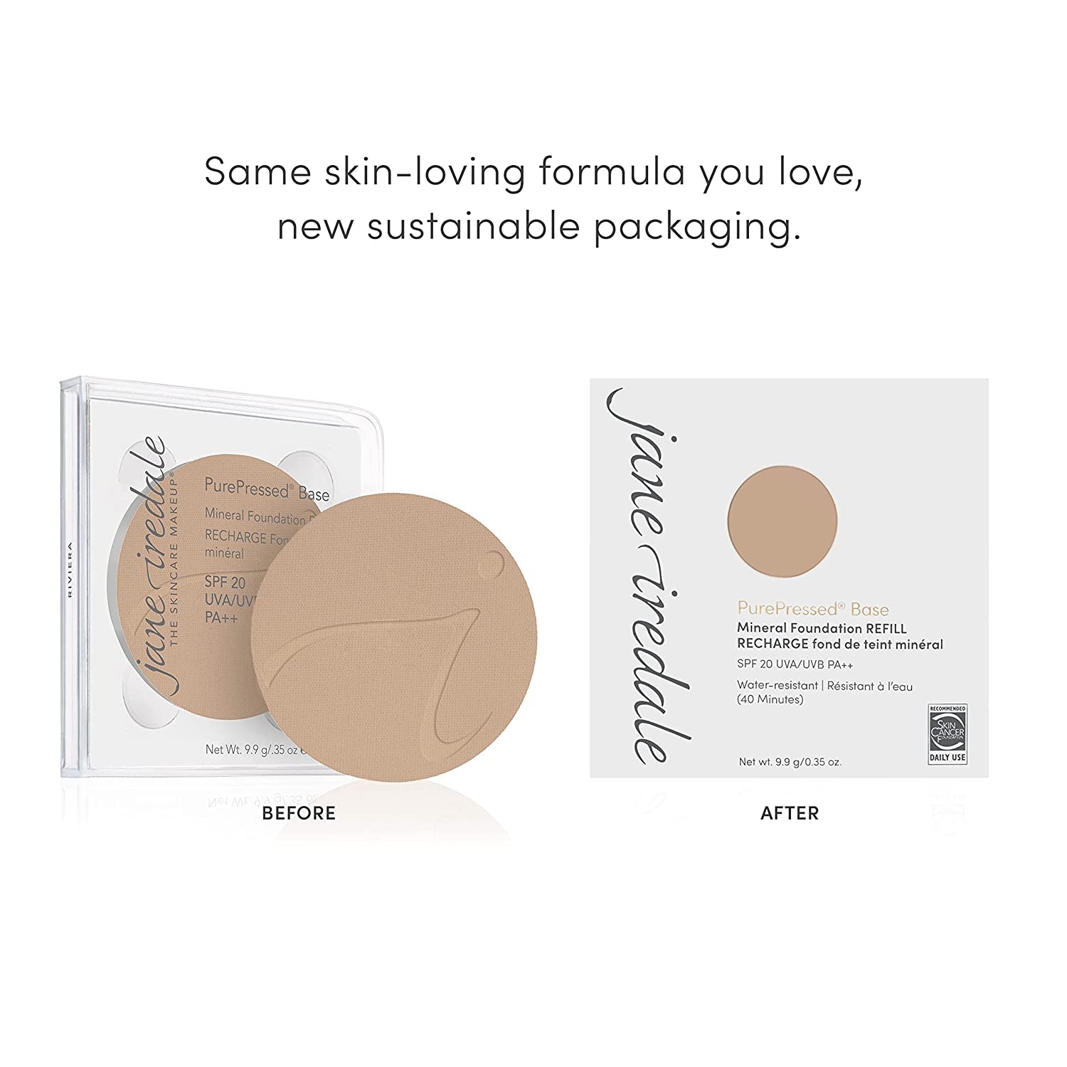 Jane Iredale Purepressed Base Mineral Foundation Refillable Compact Set| Semi Matte Pressed Powder with SPF | Talc Free, Vegan, Cruelty-Free